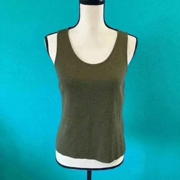 Eileen Fisher green Italian yarn 100% wool tank top in size medium - Picture 1 of 7